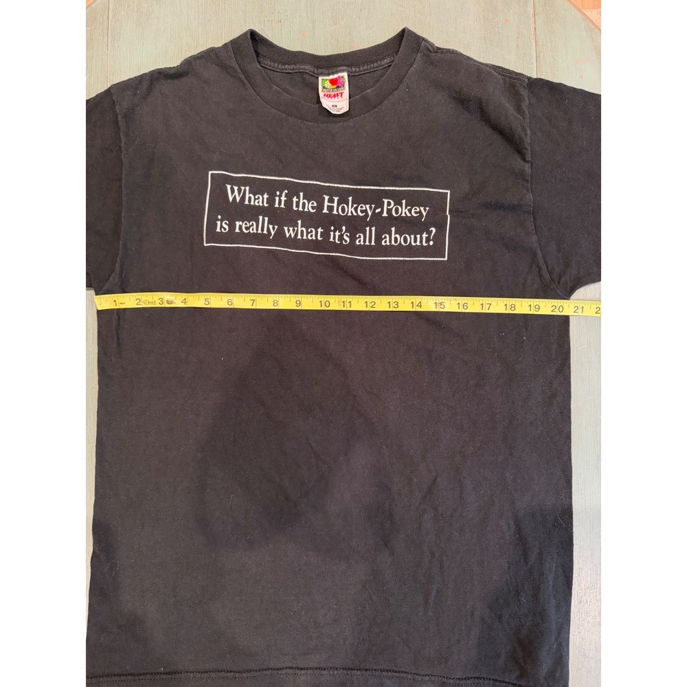 VTG Fruit of the Loom Hokey Pokey Graphic T-Shirt Mens Large Black Funny Quote T - Picture 5 of 7